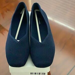Blue Knit Slip-On Flats